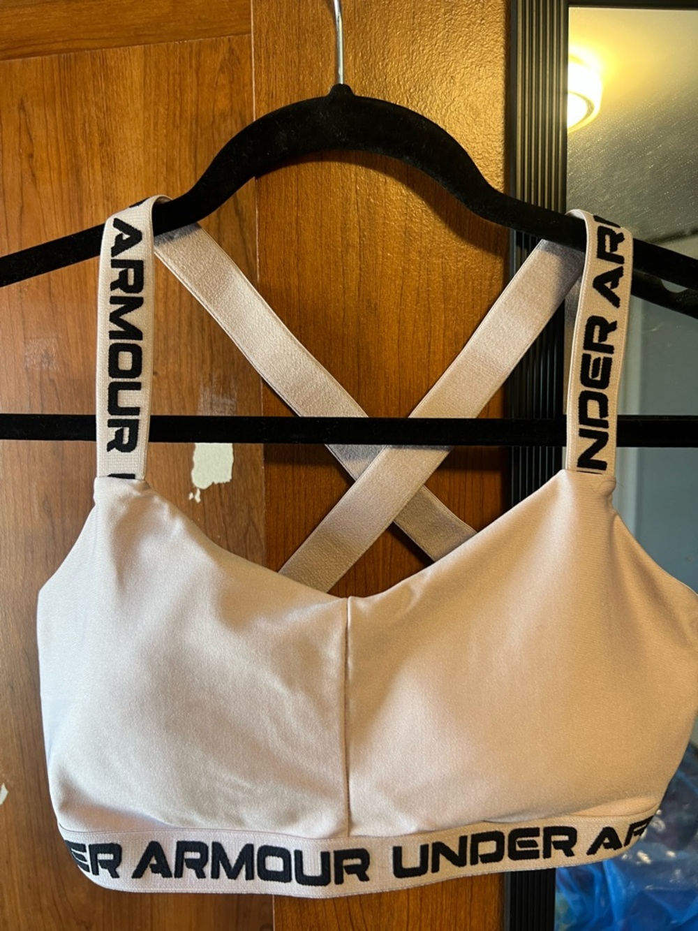 Under Armour Pale Pink Crisscross Logo-Strap Sports Bra